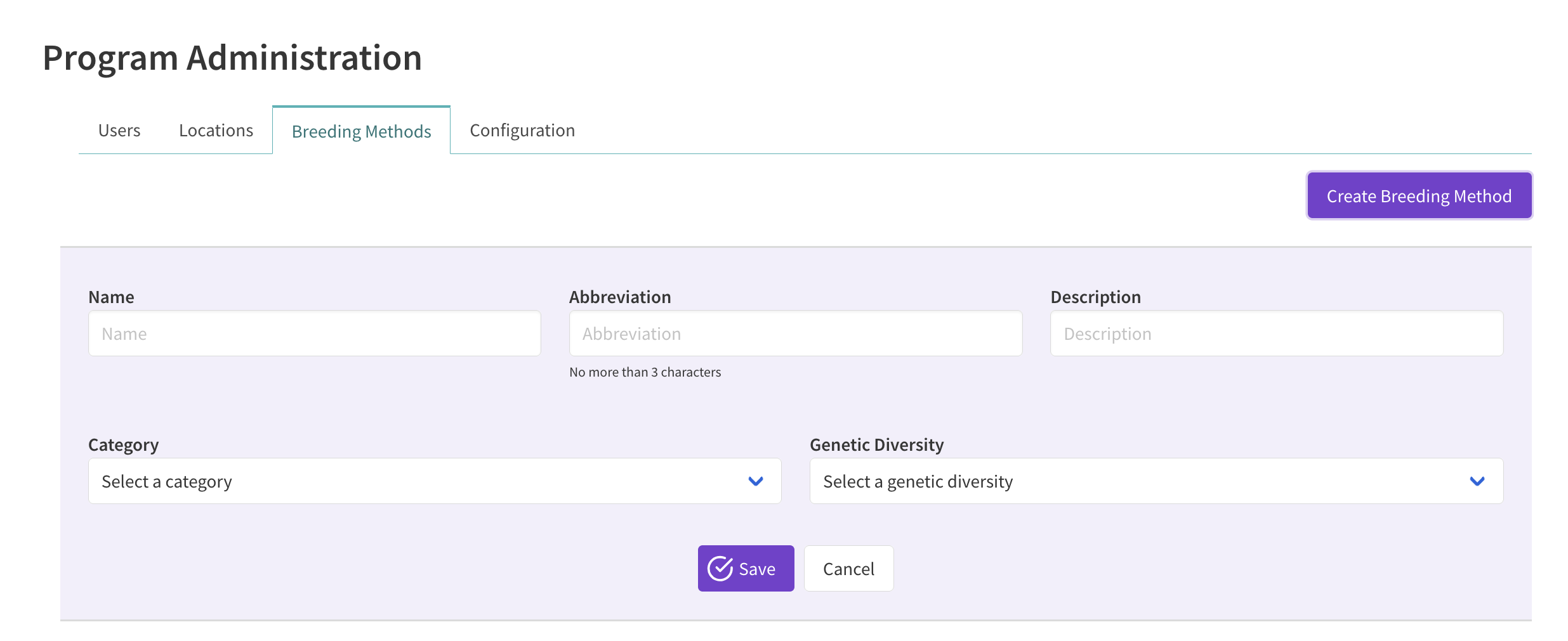 DeltaBreed create breeding method UI with fillable options