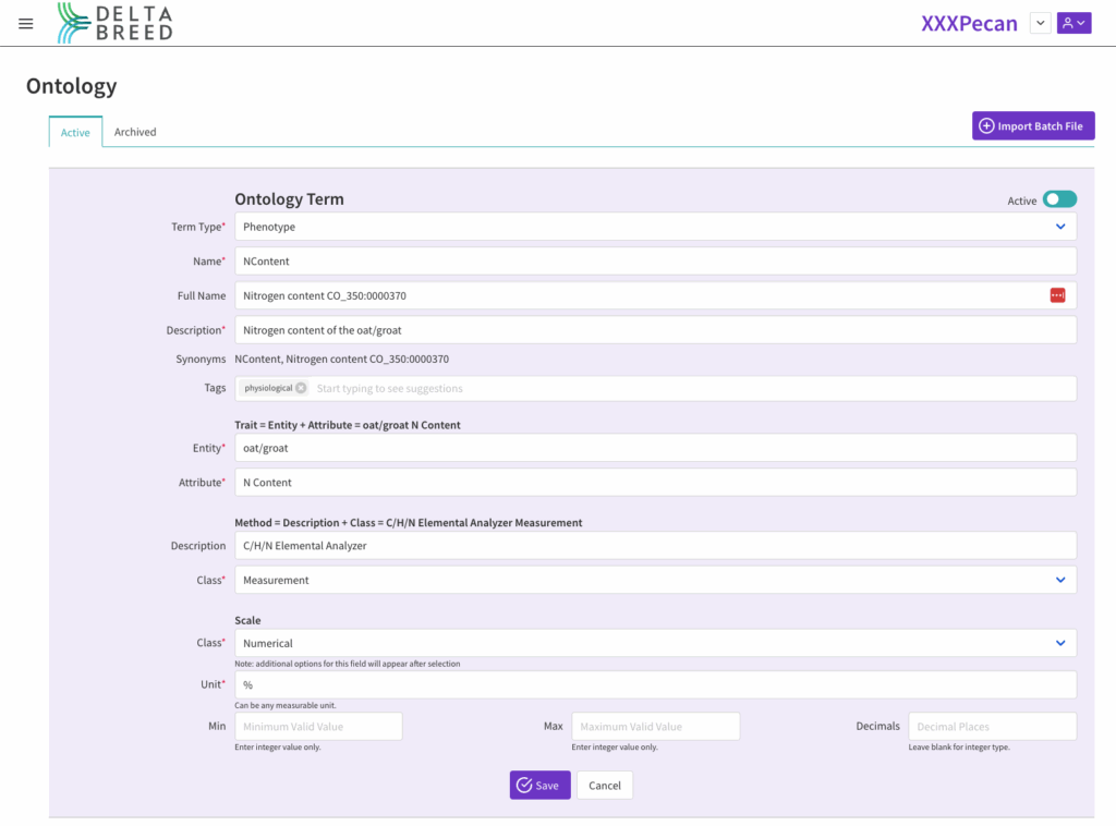 Single ontology trait details