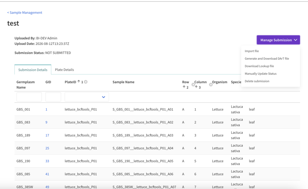 Manage submission options listed