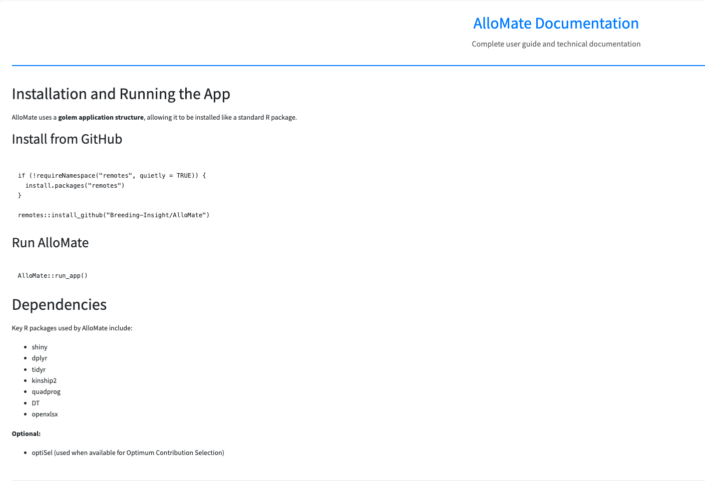 Image of in app AlloMate help page