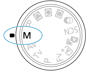 M chosen on a camera dial.
