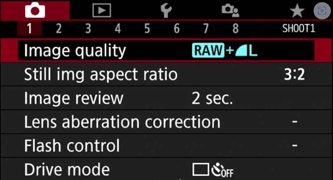 Image quality settings with still img aspect ration 3:2